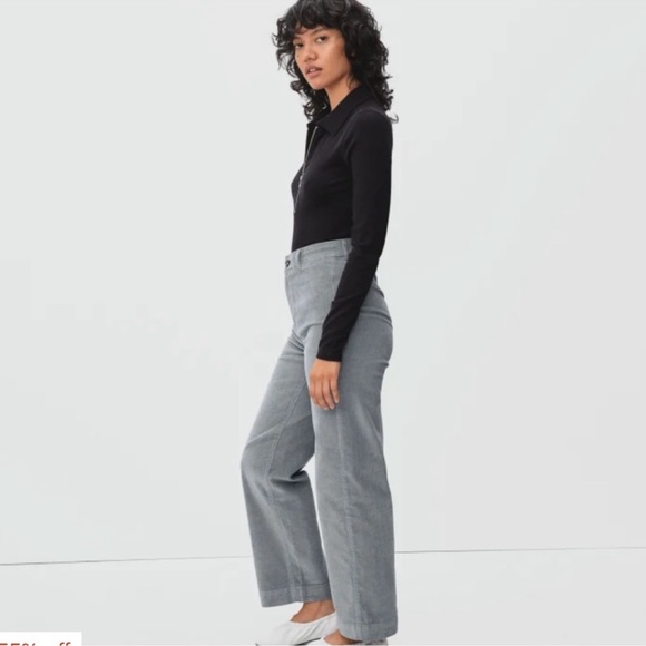 Everlane Grey The Corduroy Cropped Wide-Leg Pant Size 12 - Picture 4 of 7